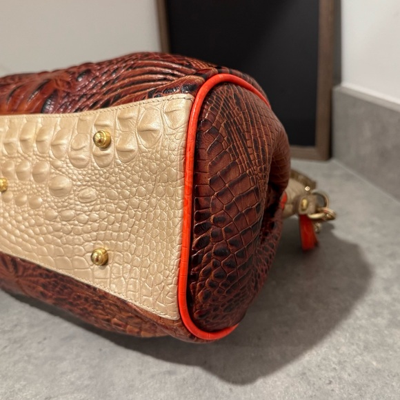 Brahmin Lisa Prosecco Tri-Colored Croc-Embossed Leather Satchel! Preowned!! - Picture 6 of 13